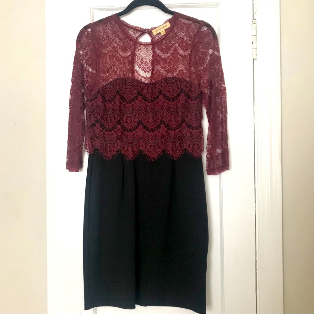 Black Swan Lace Overlay Cocktail Dress